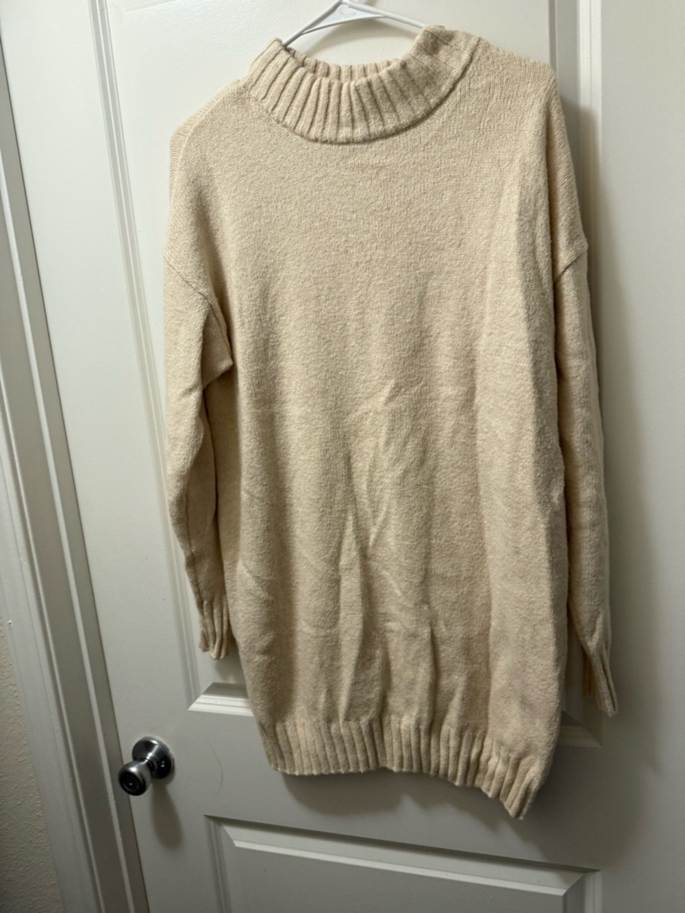 Abound Cream Long Sleeve Ribbed Mock Neck Sweater Dress